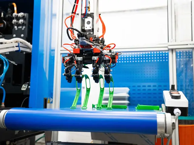 Robot vyjímá hotové řemínky z formy